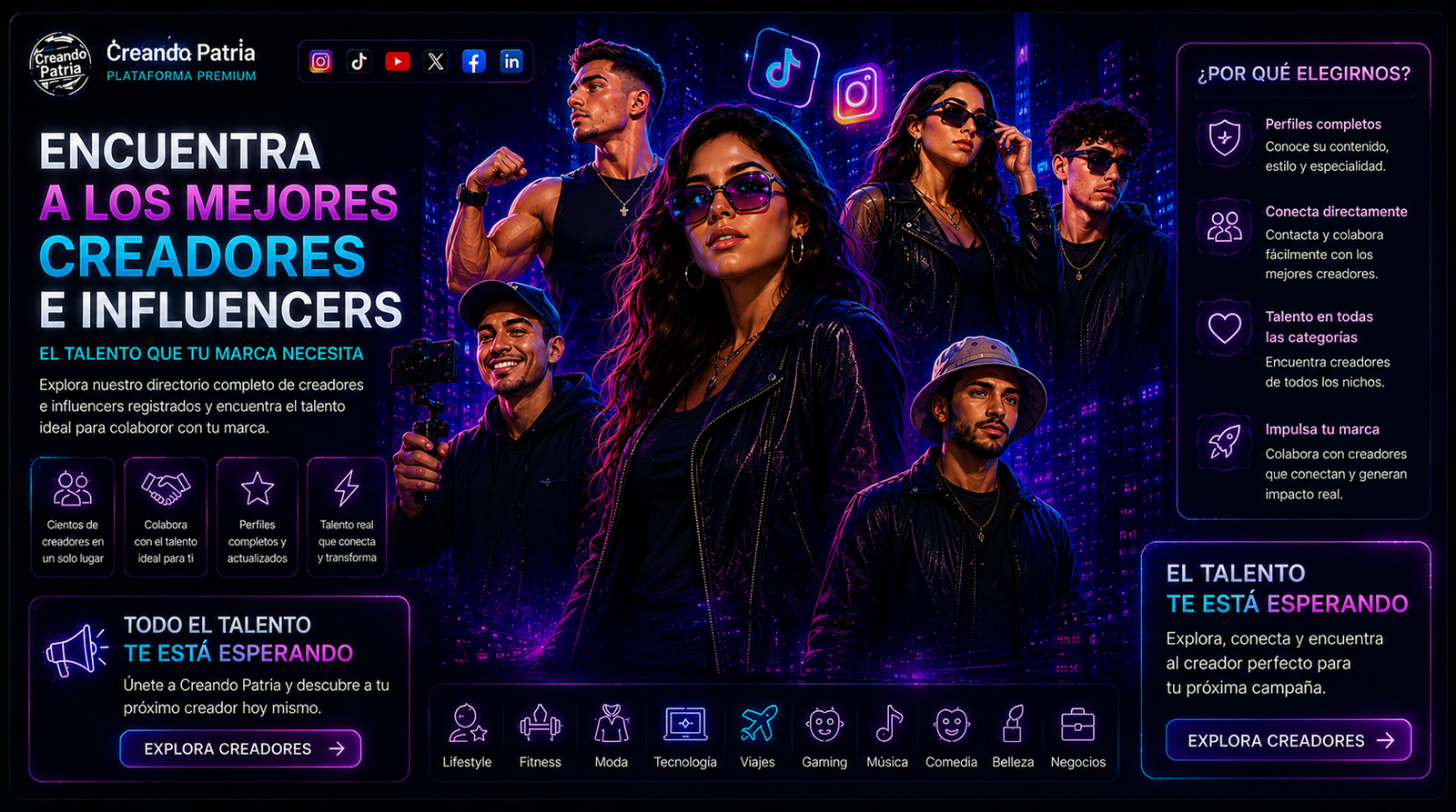 Directorio de creadores — Encuentra a los mejores creadores e influencers